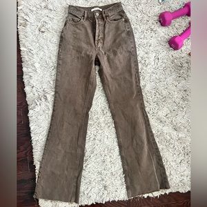 Brown high rise bootcut jeans